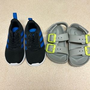 New Adidas sneakers and cat & jack slippers for toddler in a bundle